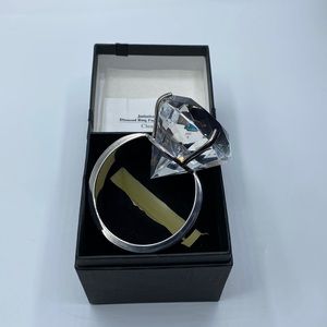 New in Box Oversized Faux Diamond Engagement Ring Paper Weight with Ribbon Box